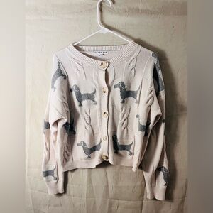 Charming Cream and Gray Dachshund Cardigan